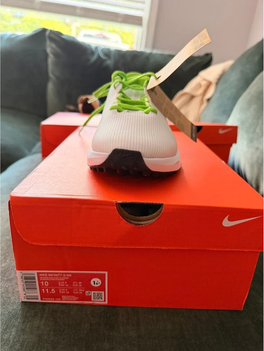 Nike Infinity Run Flyknit 3 Running Shoes White Green Size 10 Men